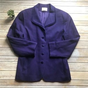 PENDLETON 5 button wool purple blazer with velvet trim Size 14